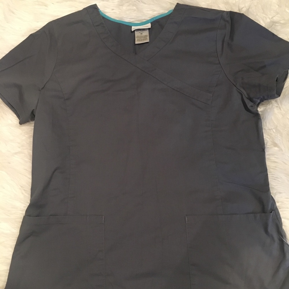 Gray scrubs top